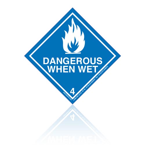 Class 4 Dangerous When Wet 4.3 Hazard Warning Diamond Placard - Pack of 25