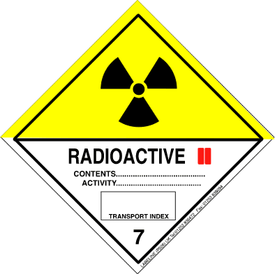 Class 7 Radioactive II Hazard Warning Diamond Placard - Pack of 25