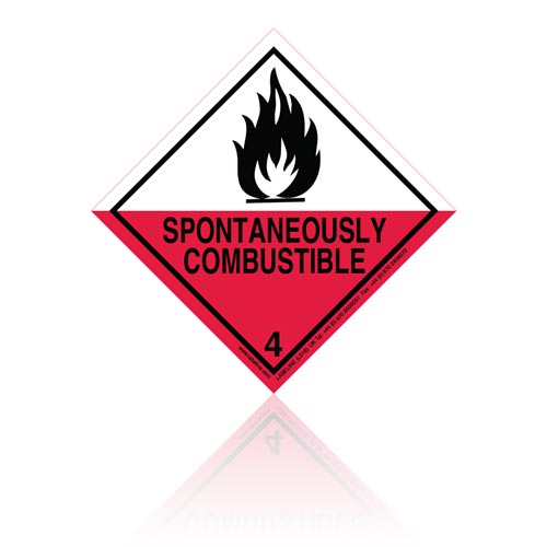Class 4 Spontaneously Combustible 4.2 Hazard Warning Diamond Placard - Pack of 25