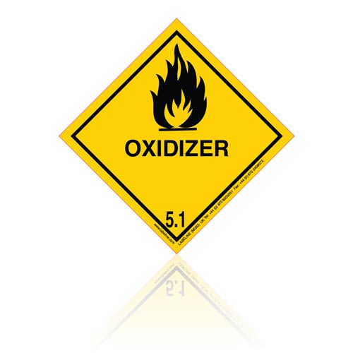 Class 5 Oxidizer 5.1 Hazard Warning Diamond Placard - Pack of 25