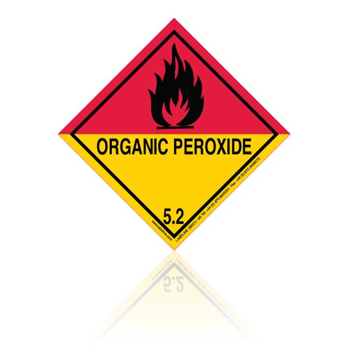 Class 5 Organic Peroxide 5.2 Hazard Warning Diamond Placard - Pack of 25