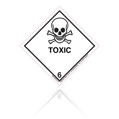 Class 6 Toxic 6.1 Hazard Warning Diamond Placard - Pack of 25