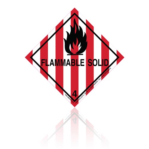 Class 4 Flammable Solid 4.1 Hazard Warning Diamond Placard - Pack of 25